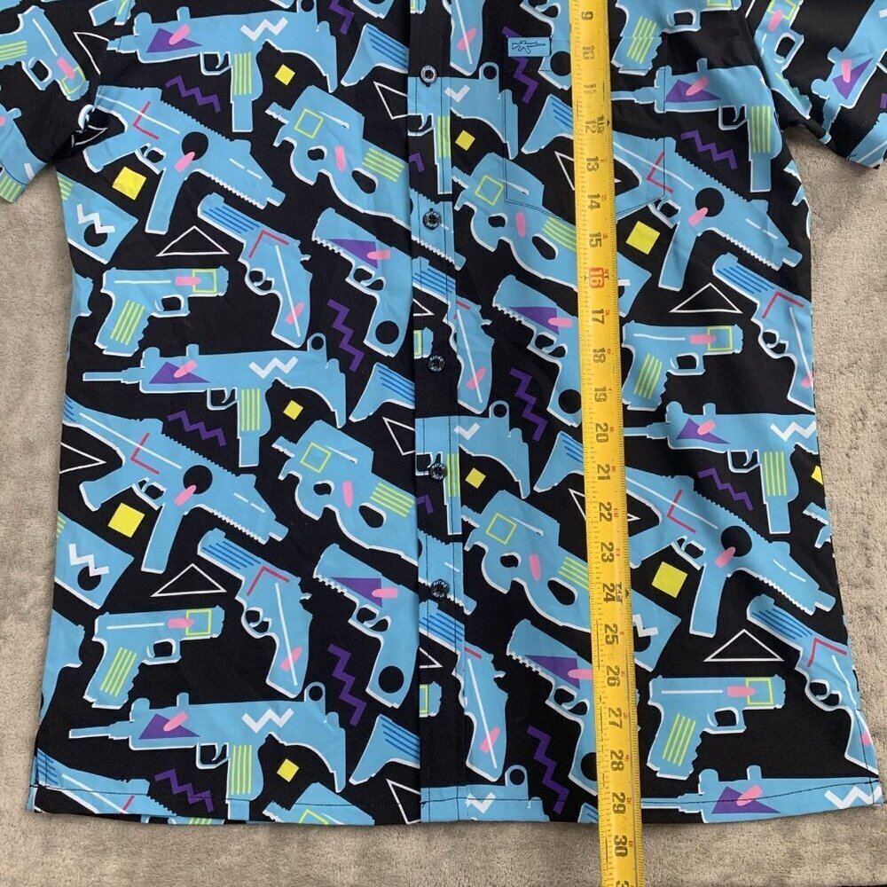 RETRO RIFLE The 80 Shirt Mens Size Large Blue Short Sleeve Button Down Casual - Picture 2 of 8